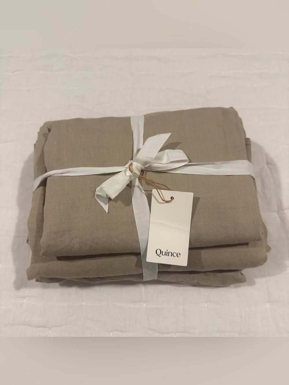 New Quince European Linen Sheet Set 4-piece Queen MSRP $184 - Toffee